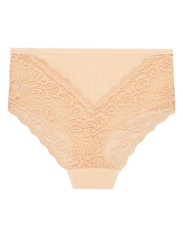 Figi majtki damskie maxi bikini prążkowane z koronkowym tyłem 12-pak - WIELOKOLOROWY  - produkt 2