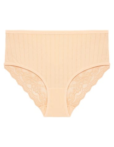 Majtki z wysokim stanem - Figi majtki damskie maxi bikini prążkowane z koronkowym tyłem 12-pak WIELOKOLOROWY - produkt 3