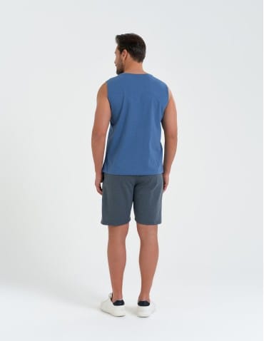 Koszulki i Tank Topy - Koszulka męska tank top bez rękaw&oacute;w luźna NIEBIESKI - produkt 6