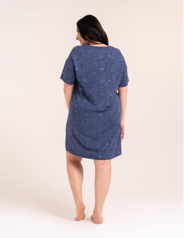Koszule nocne z krótkim rękawem - Przewiewna koszula damska do spania z krótkim rękawem wygodna JEANS - produkt 8