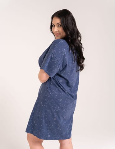 Koszule nocne z krótkim rękawem - Przewiewna koszula damska do spania z krótkim rękawem wygodna JEANS - produkt 6