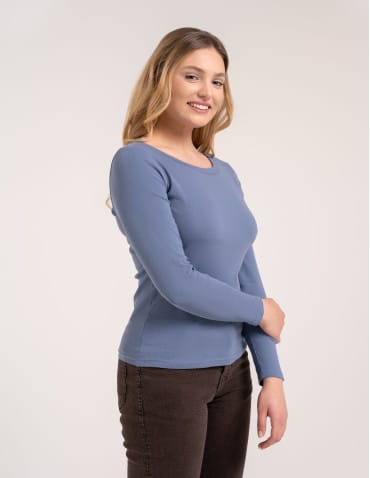 Bluzki i koszule - Damska bluzka z długim rękawem bawełniana JEANS - produkt 4