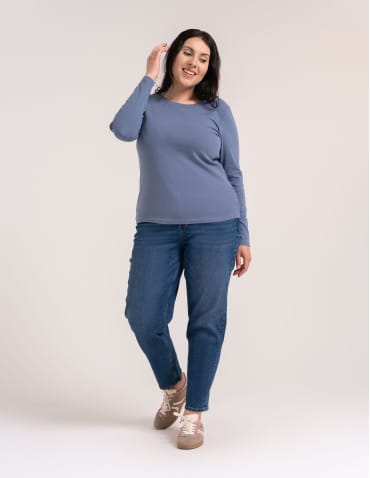 Bluzki i koszule - Damska bluzka z długim rękawem bawełniana JEANS - produkt 8