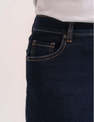 Jeansy - Jeansy damskie Wide Leg wygodne z wysokim stanem i z szeroką nogawką GRANATOWY - produkt 6