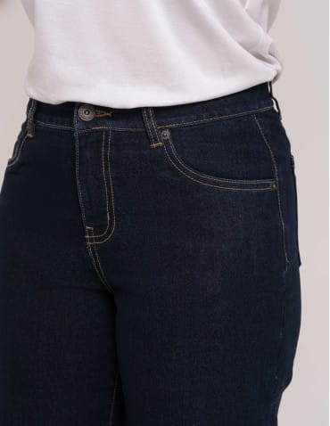 Jeansy - Jeansy damskie Wide Leg wygodne z wysokim stanem i z szeroką nogawką GRANATOWY - produkt 7