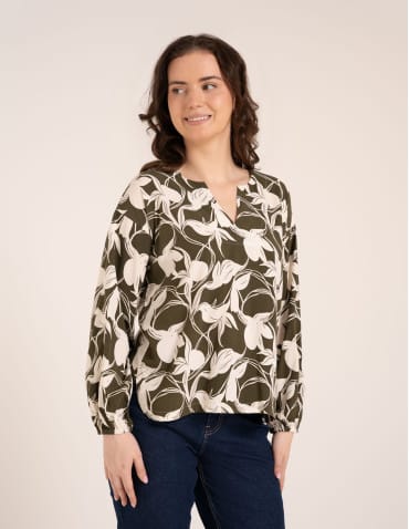 Bluzki z długim rękawem - Elegancka bluzka damska z wiskozy 100% o kroju oversize z długim rękawem WZÓR 2 - produkt 5
