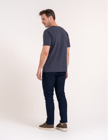 Koszulki z krótkim rękawem - T-shirt męski bawełniany z guzikami henley koszulka z krótkim rękawem GRAFITOWY - produkt 5