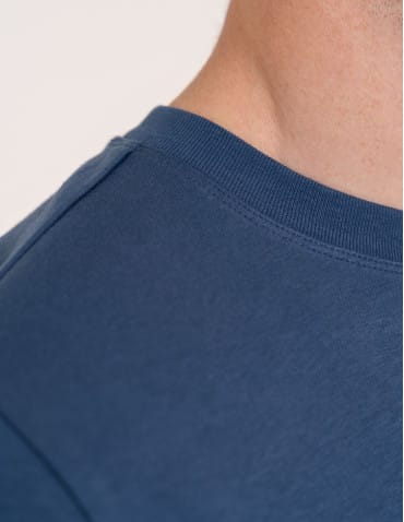 Koszulki z kr&oacute;tkim rękawem - T-shirt męski bawełniany 100% z kr&oacute;tkim rękawem koszulka casual GRANATOWY - produkt 3
