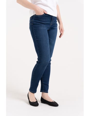 Wygodne jeansy damskie Slim Fit elastyczne skinny dopasowane - CIEMNY NIEBIESKI - produkt 2