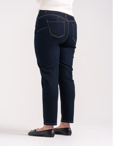 Jeansy - Spodnie jeansowe damskie Mom Slim z wysokim stanem GRANATOWY - produkt 6