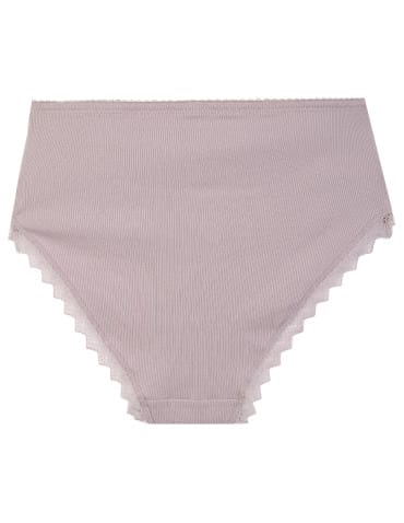 Majtki z wysokim stanem - Figi damskie maxi bikini prążkowane majtki z wysokim stanem z koronkową wstawką 3-pak WIELOKOLOROWY - produkt 3