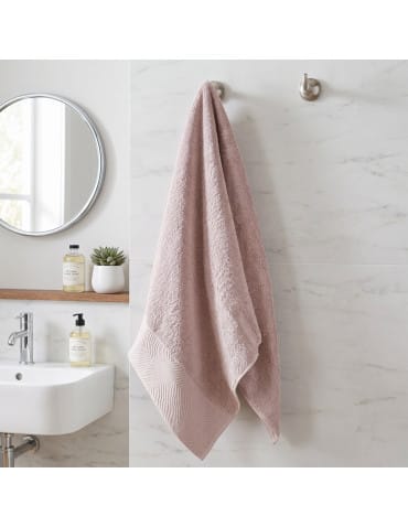 Ręcznik łazienkowy bawełniany 50x100 cm miękki i chłonny z żakardową bordiurą lurex - JASNY R&Oacute;Ż