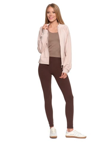 Legginsy damskie - Wygodne legginsy damskie prążkowane z wysokim stanem bezuciskowe BRĄZOWY - produkt 5