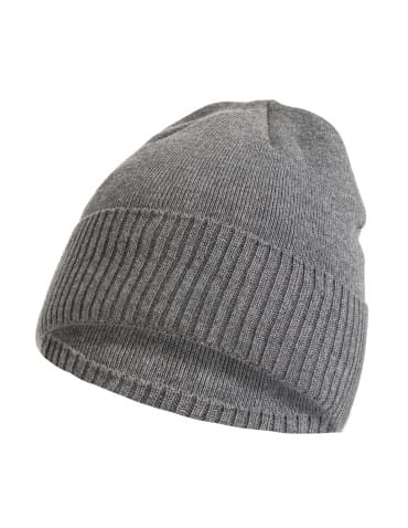 Czapka męska zimowa prążkowana ciepła dzianinowa beanie klasyczna - SZARY