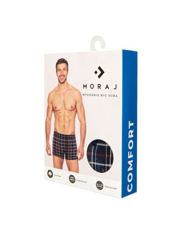 Bokserki męskie bawełniane 100% luźne w kratkę na prezent - CZERWONY  - produkt 2