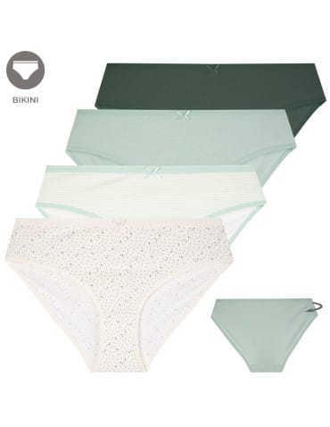 Figi damskie bawełniane klasyczne majtki typu bikini z kokardką 4-pak - WIELOKOLOROWY