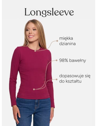Bluzki i koszule - Bluzka damska prążkowana z długim rękawem RÓŻOWY - produkt 4