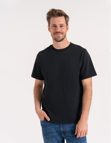 T-shirt męski z bawełny merceryzowanej 100% Premium koszulka gładka z kr&oacute;tkim rękawem - CZARNY