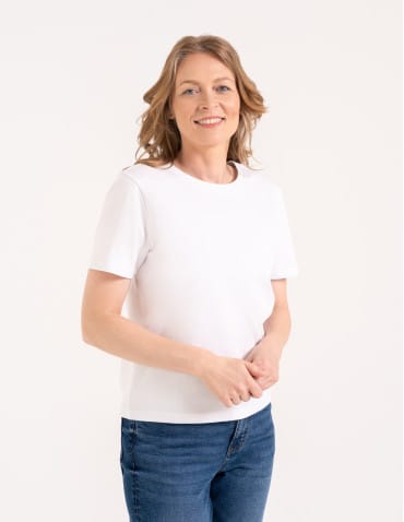 Damska koszulka z bawełny merceryzowanej 100% t-shirt z kr&oacute;tkim rękawem - BIAŁY
