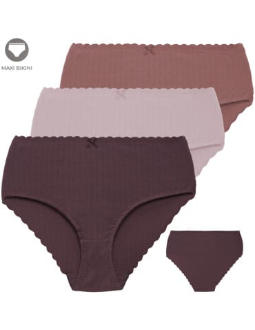 Majtki damskie maxi bikini prążkowane figi z wysokim stanem zestaw 3-pak