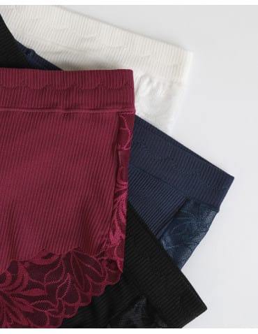 Majtki damskie wiskozowe maxi bikini prążkowane z koronką zestaw 4-pak - WIELOKOLOROWY  - produkt 2