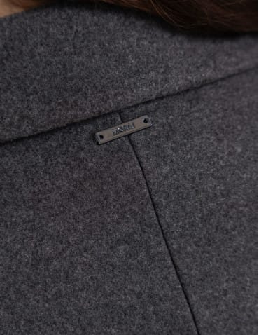 Kurtki zimowe - Płaszcz damski elegancki z rozcięciem z tyłu taliowany casual SZARY - produkt 6