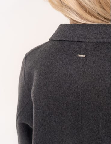 Kurtka damska zawierająca wełnę elegancka o kr&oacute;tkim fasonie - CIEMNY SZARY  - produkt 2