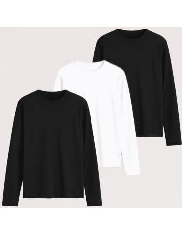 Bluzka męska z długim rękawem bawełniana wielopak longsleeve klasyczny gładki 3-pak XL
