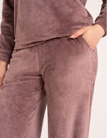 Piżamy z długim rękawem - Welurowa piżama damska miękki komplet homewear RÓŻOWY - produkt 11