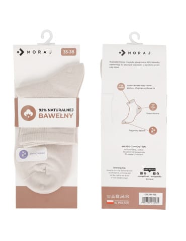 Skarpetki za kostkę - Skarpetki damskie z naturalnej bawełny zapachowe superchłonne KREMOWY - produkt 3