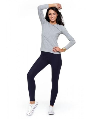 Legginsy damskie - Klasyczne legginsy ocieplane damskie plus size GRANATOWY - produkt 1