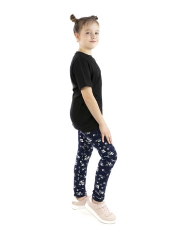 Dziewczynka - Legginsy młodzieżowe kwiatki, krata WZÓR 2 - produkt 1