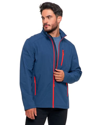 Kurtki i kamizelki - Kurtka męska wiatroszczelna typu Softshell bez kaptura JEANS - produkt 7