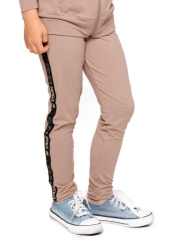 Dziewczynka - Legginsy dziewczęce z efektem peach touch BEŻOWY - produkt 1