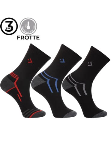 Skarpetki długie - Ciepłe skarpety męskie długie Thermo Frotte czarne 3-pak WIELOKOLOROWY - produkt 6