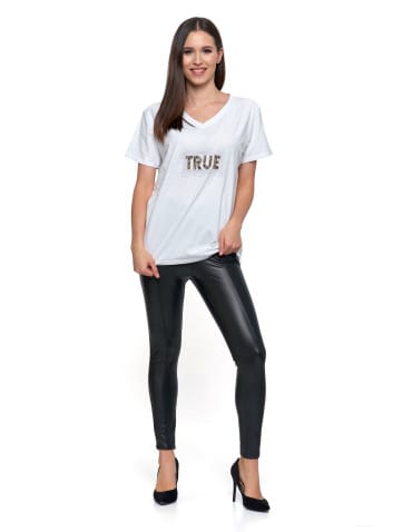 Koszulki i T-shirty - T-shirt damski z cyrkoniami glamour BIAŁY - produkt 2