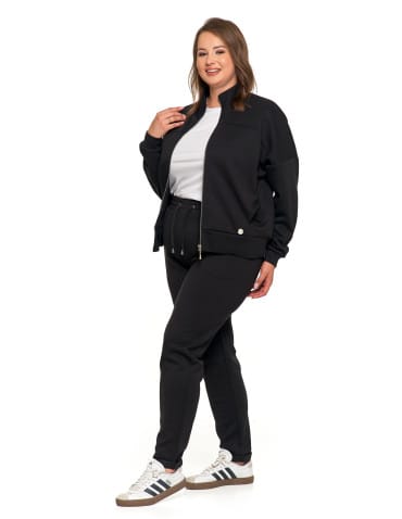 Bluzy damskie - Bluza damska rozpinana ze stójką CZARNY - produkt 6