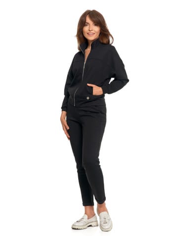 Bluzy damskie - Bluza damska rozpinana ze stójką CZARNY - produkt 9
