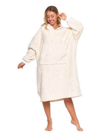 Kocobluzy - Kocobluza z kapturem oversize owieczka KREMOWY - produkt 4