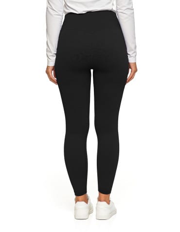 Legginsy damskie - Prążkowane legginsy damskie sportowe z wysokim stanem CZARNY - produkt 6
