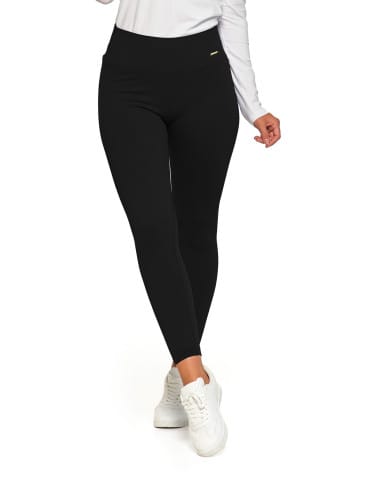 Legginsy damskie - Prążkowane legginsy damskie sportowe z wysokim stanem CZARNY - produkt 7