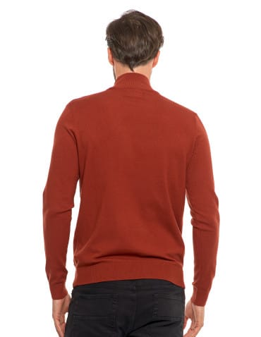 Męski sweter klasyczny z golfem - BEŻOWY - produkt 2