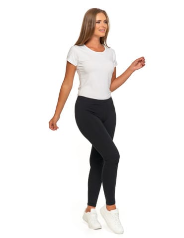 Klasyczne czarne legginsy damskie peach touch - CZARNY