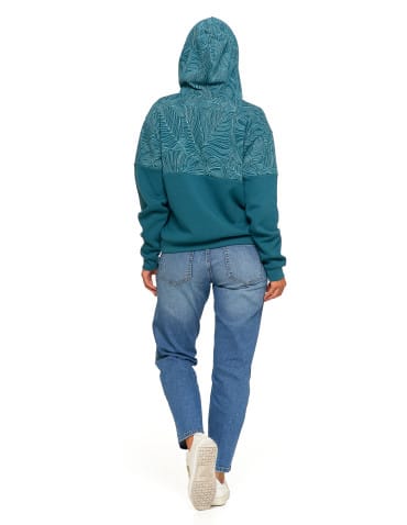 Bluzy damskie - Damska bluza z kapturem ocieplana z motywem graficznym ZIELONY - produkt 9