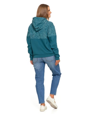 Bluzy damskie - Damska bluza z kapturem ocieplana z motywem graficznym ZIELONY - produkt 10