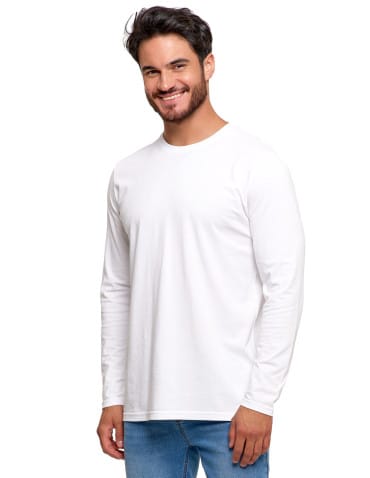 Koszulki i Tank Topy - Męska koszulka z długim rękawem longsleeve basic BIAŁY - produkt 1