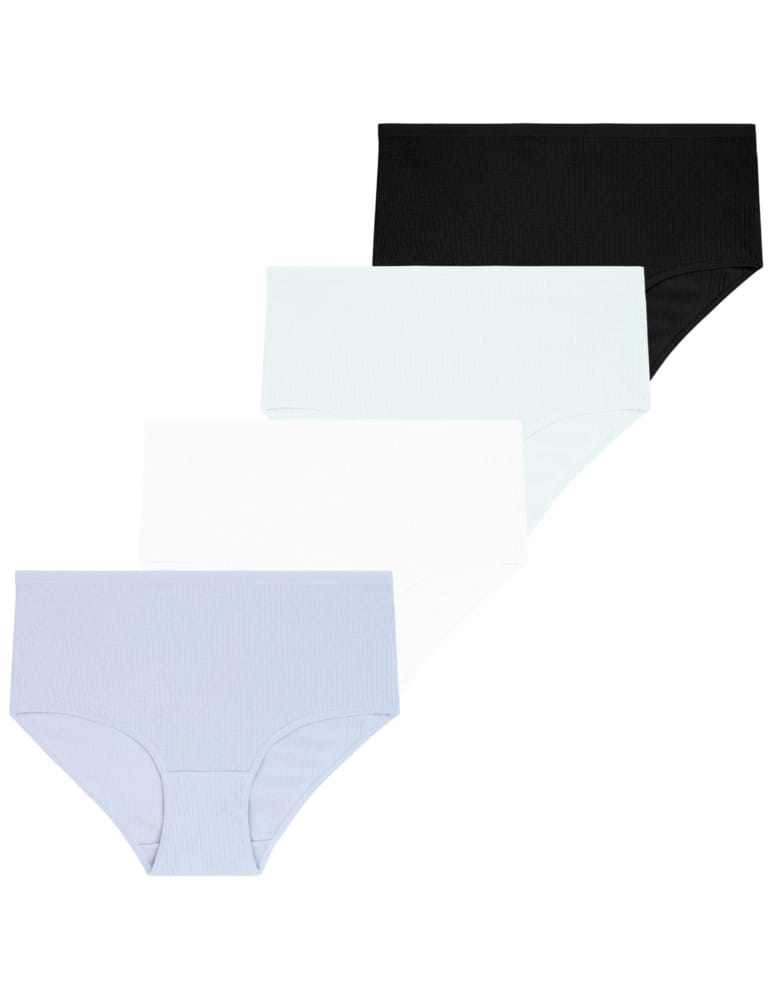 Majtki figi - Damskie majtki bawełniane z wysokim stanem Plus Size 4-pak WIELOKOLOROWY - produkt moraj.pl 1