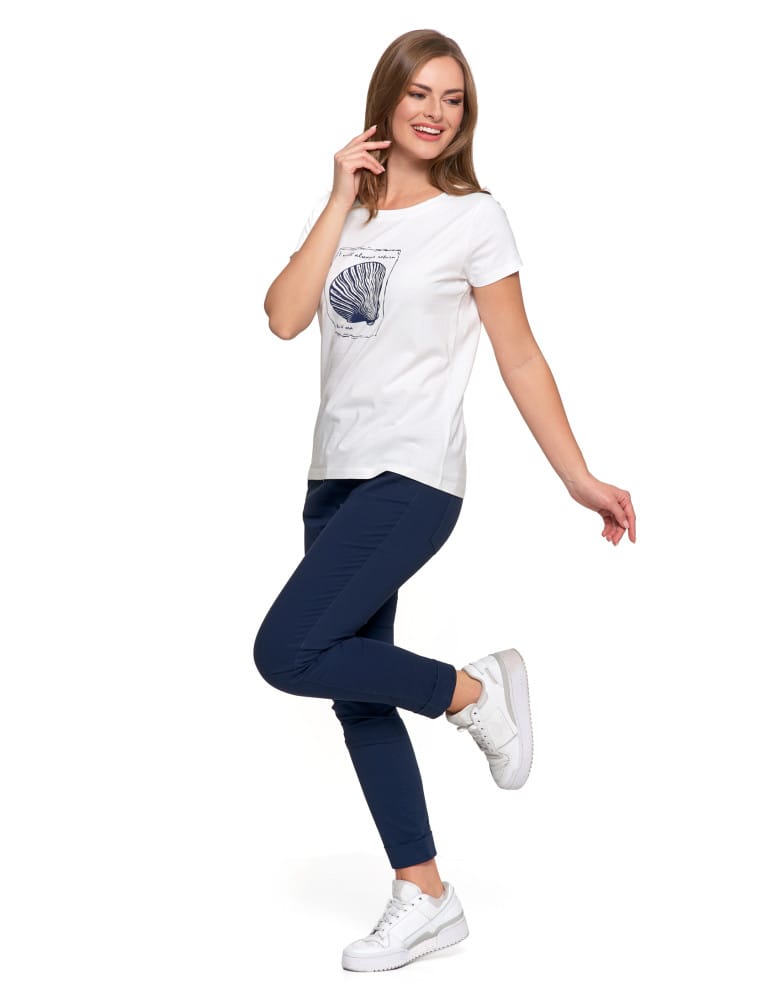 Koszulki i T-shirty - T-shirt damski bawełniany z morskim motywem BIAŁY  - produkt moraj.pl 2
