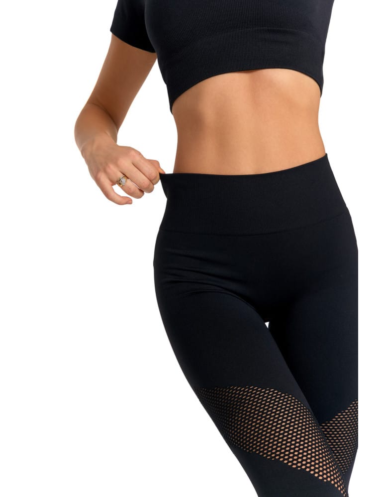 Legginsy damskie - Legginsy damskie push-up z wysokim stanem sportowe CZARNY  - produkt moraj.pl 3
