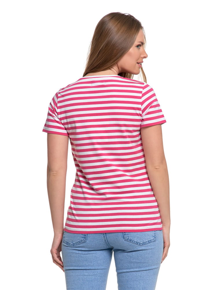 Koszulki i T-shirty - T-shirt damski bawełniany w paski MALINOWY  - produkt moraj.pl 2